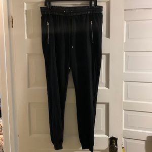 Very cool DVF pants with genuine leather around waist   EUC